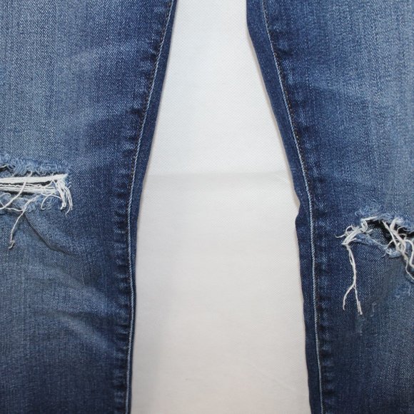 H&M &DENIM SKINNY HIGH WAIST DENIM JEANS SZ 28 DISTRESSED WOMENS RAW HEM COTTON - Picture 4 of 16